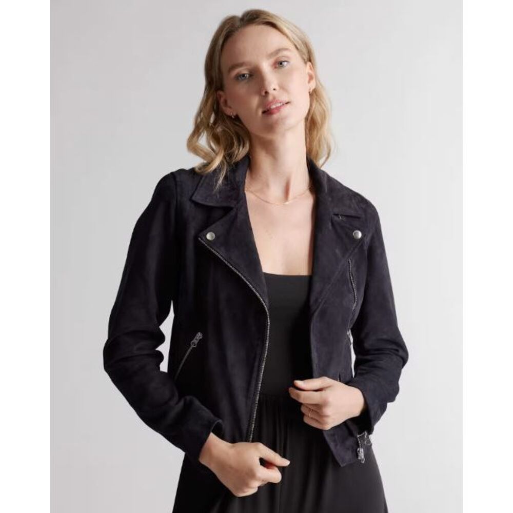 Quince Black 100 % Suede Jacket NWT